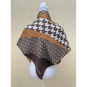 Hanae Mori brown and ivory multi pattern silk scarf